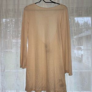 H&M Cream Long Sleeve Dress Open Back Knitted Soft Bead Detail Honeymoon NWT